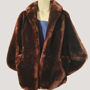 Beaver Fur Coat Kerrybrooke Sears Roebuck Co Vintage Dark Brown Long Sleeves